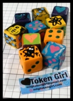 Dice : Dice - 6D - Token Girl Handpinted Dice - Direct Sale Jan 2014